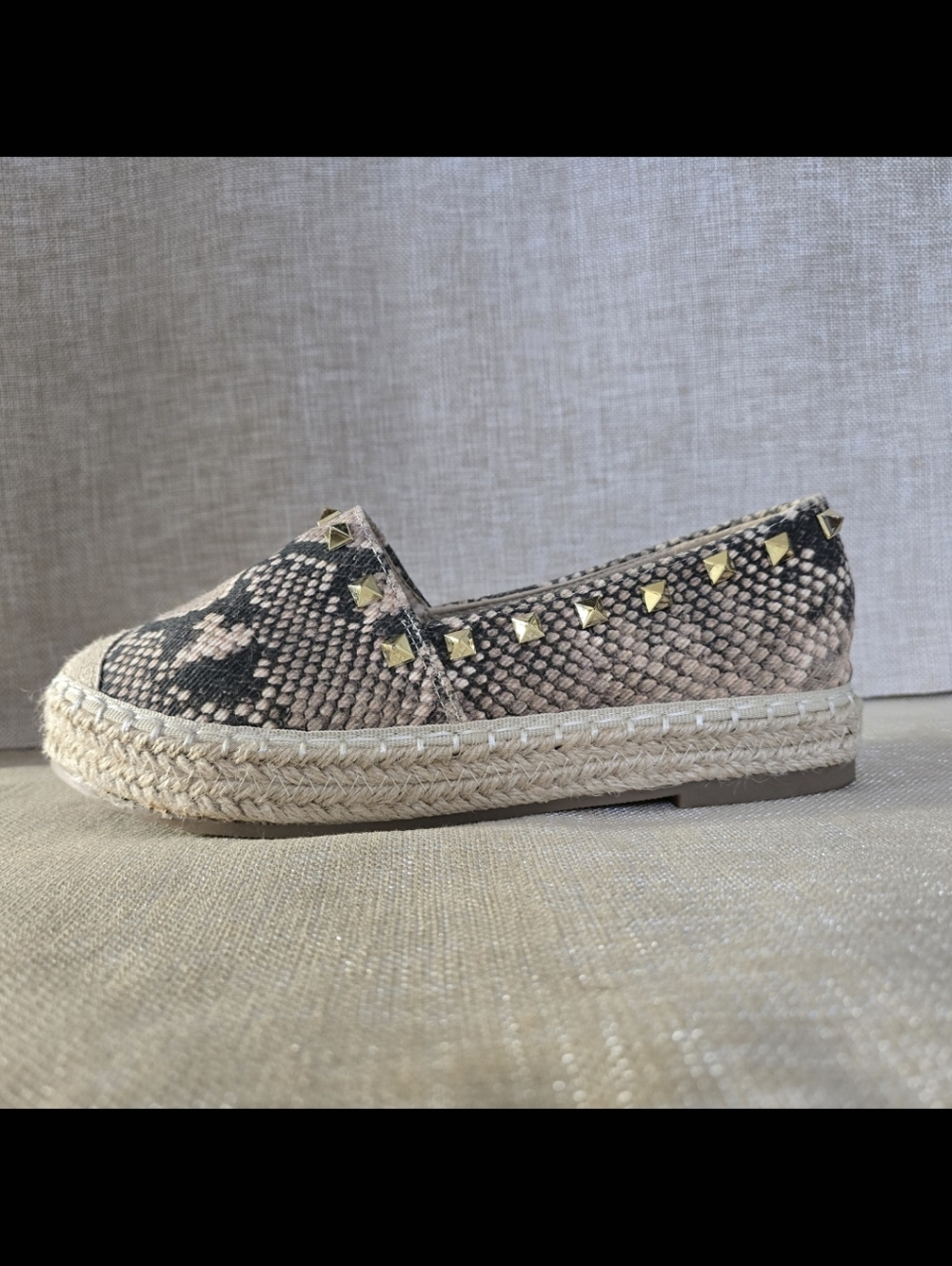 Steven By Steve Madden Snake-Print Platform Espadrilles with Gold Studs 7